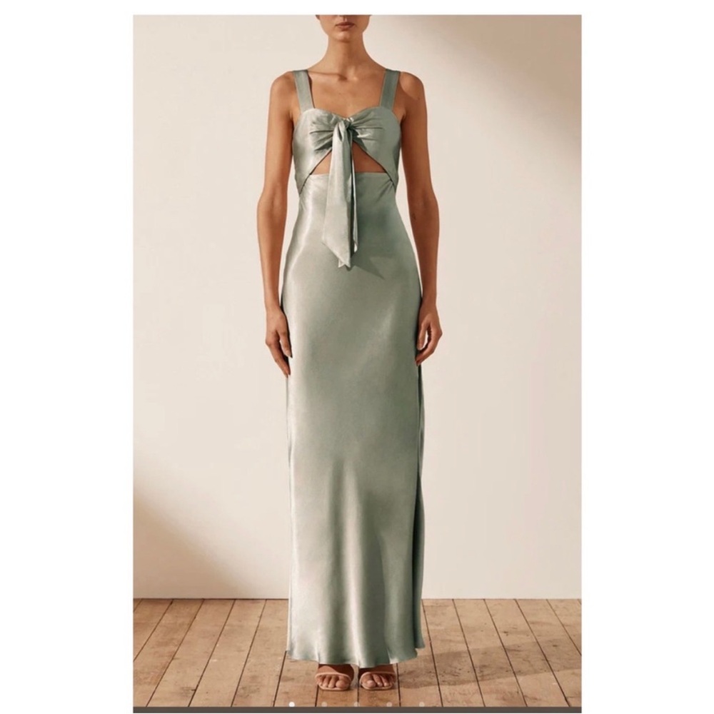 Shona Joy La Lune Bow Tie Maxi Dress Sage Green